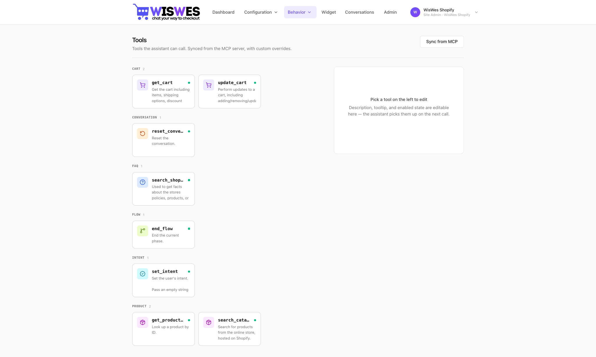 Tools configuration