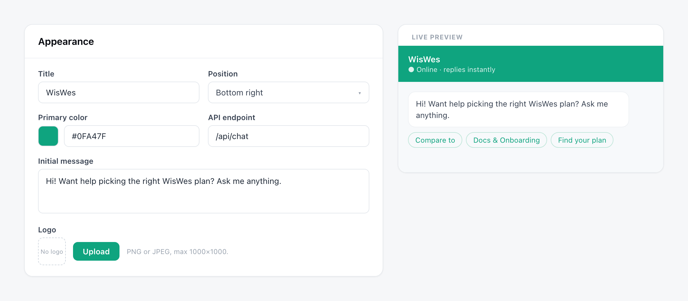 Widget configuration